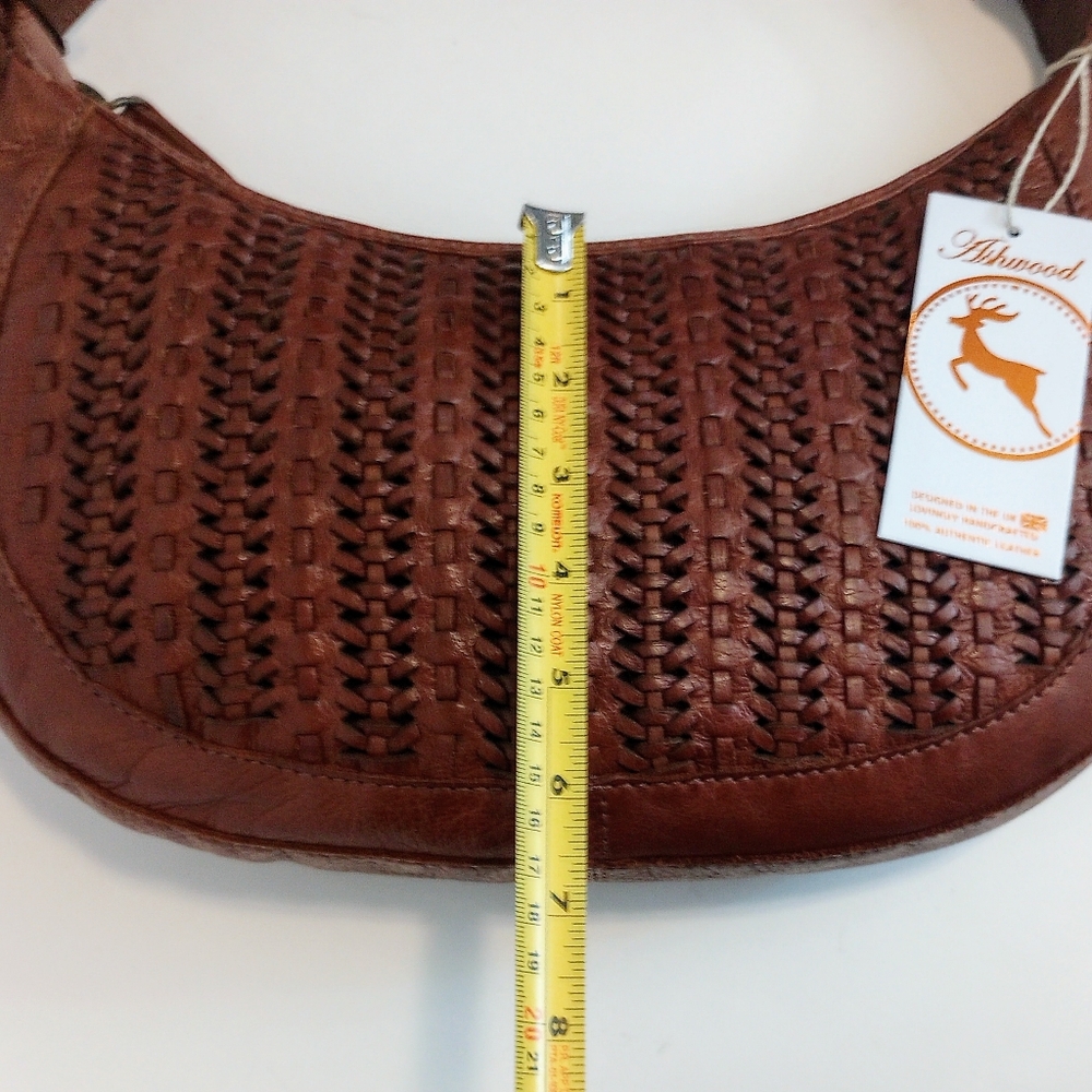 NWT Ashwood woven leather hobo shoulder bag, Cognac brown - Picture 11 of 14